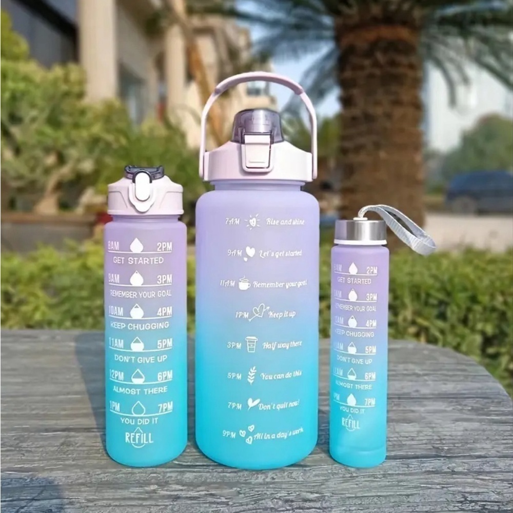 Motivational Water Bottles, Large Capacity Gradient Color Purple Blue NWT